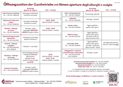 Openingstijden van de restaurants in Mölten