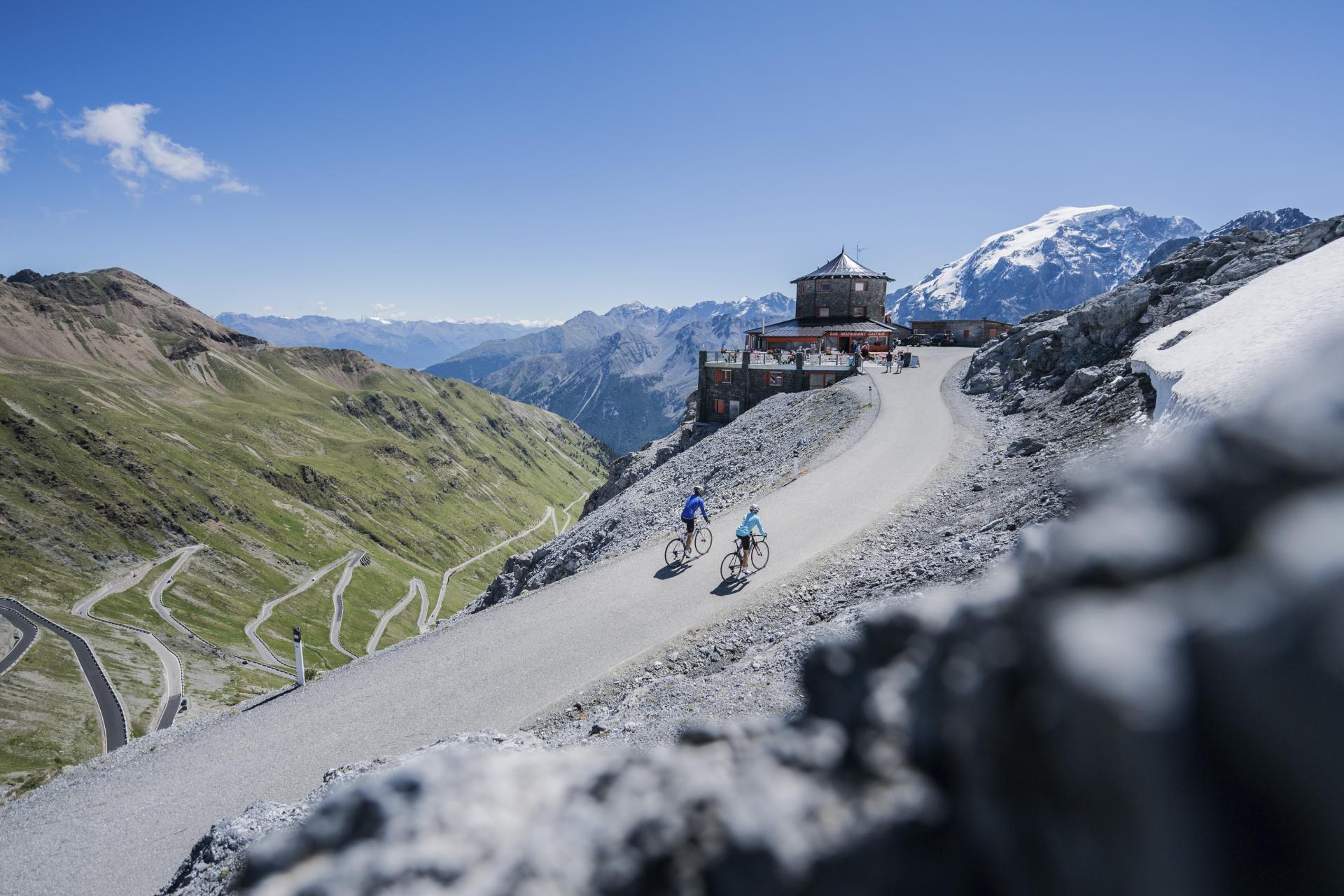 The famous hairpin bends of the Passo Stelvio