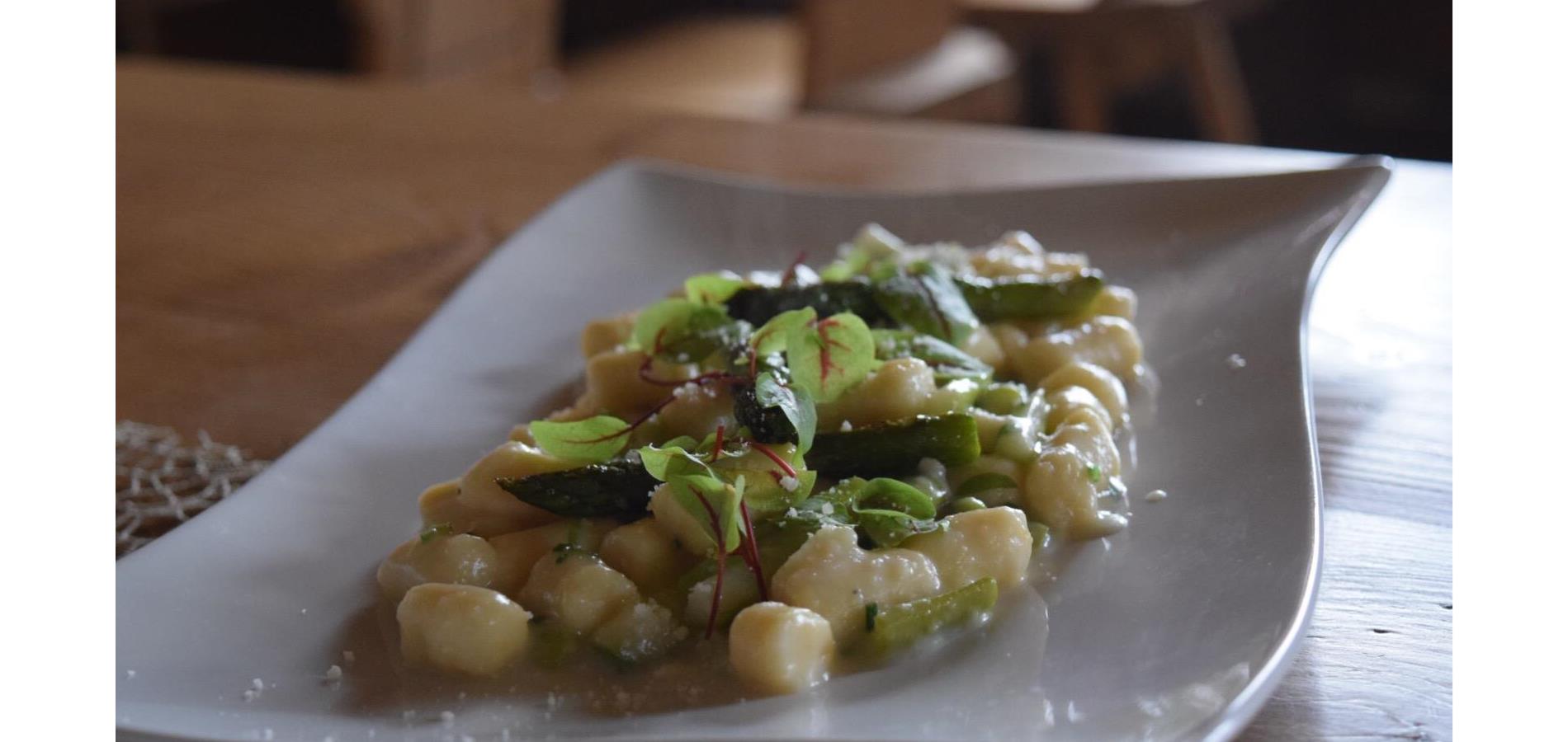 Spelt & Ricotta Noodles with Tomato Pesto, Olives and Bacon