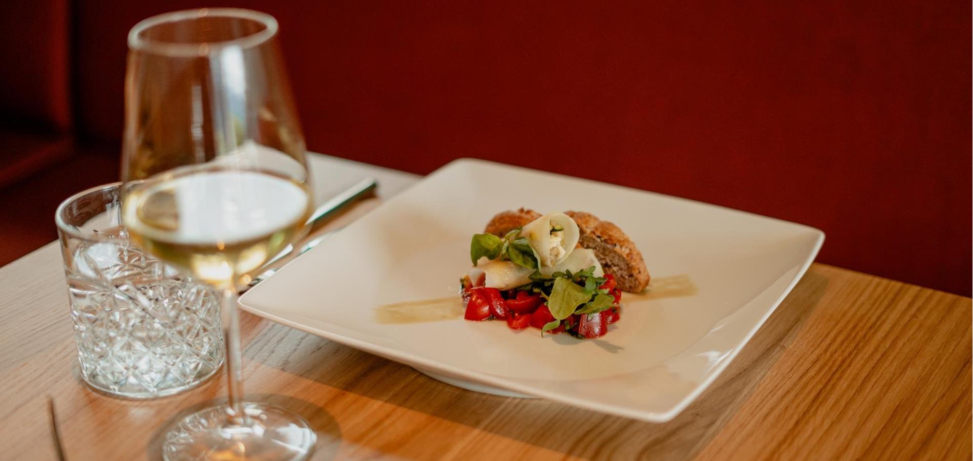 Kohlrabi Cannelloni with Fresh Tomato Ragout and Arugula