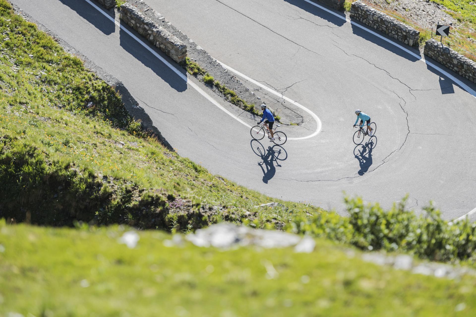 The famous hairpin bends of the Passo Stelvio