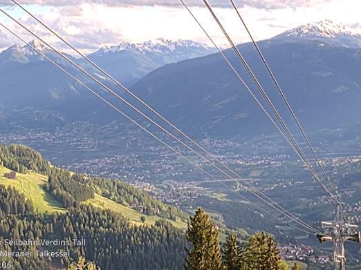 Mountain station of the cable car Verdins-Tall - View over Schenna and the Merano valley basin